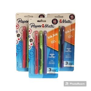 New 3pk Paper Mate Ink Joy Gel Pens Pink Green Purple .7mm Medium Point 9 Total